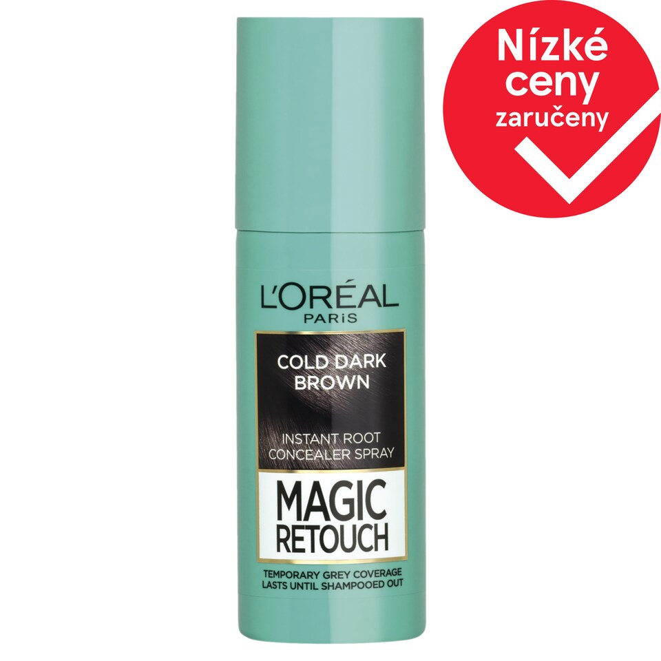 L'Oréal Paris Magic Retouch sprej na vlasy pro zakrytí odrostů a šedin černohnědá 75 ml