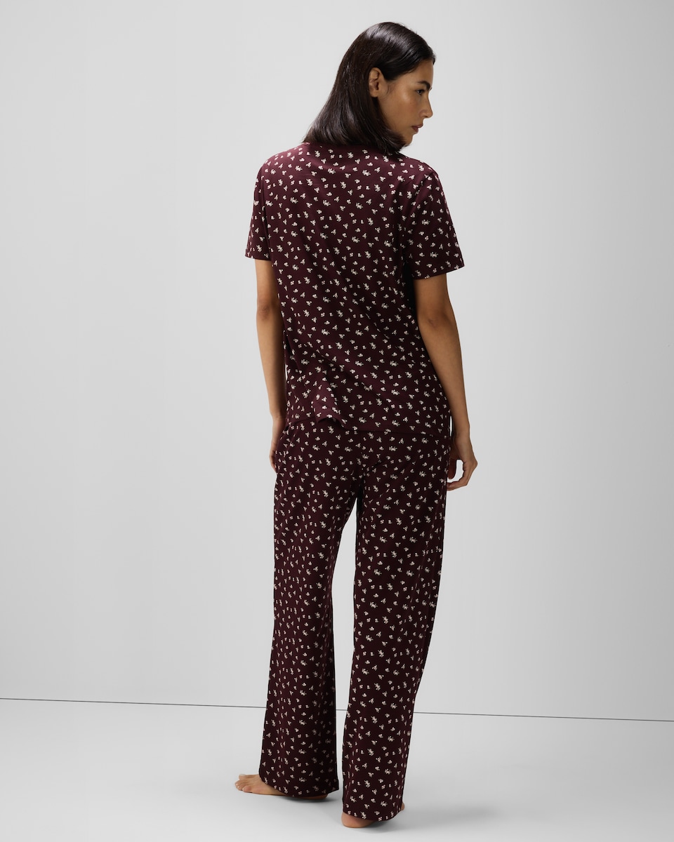 image 1 of F&F Pure Cotton Floral Print Pyjama Set in Multi Purple