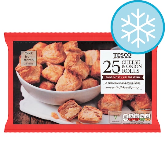 Tesco 25 Cheese And Onion Rolls 375G Tesco Groceries