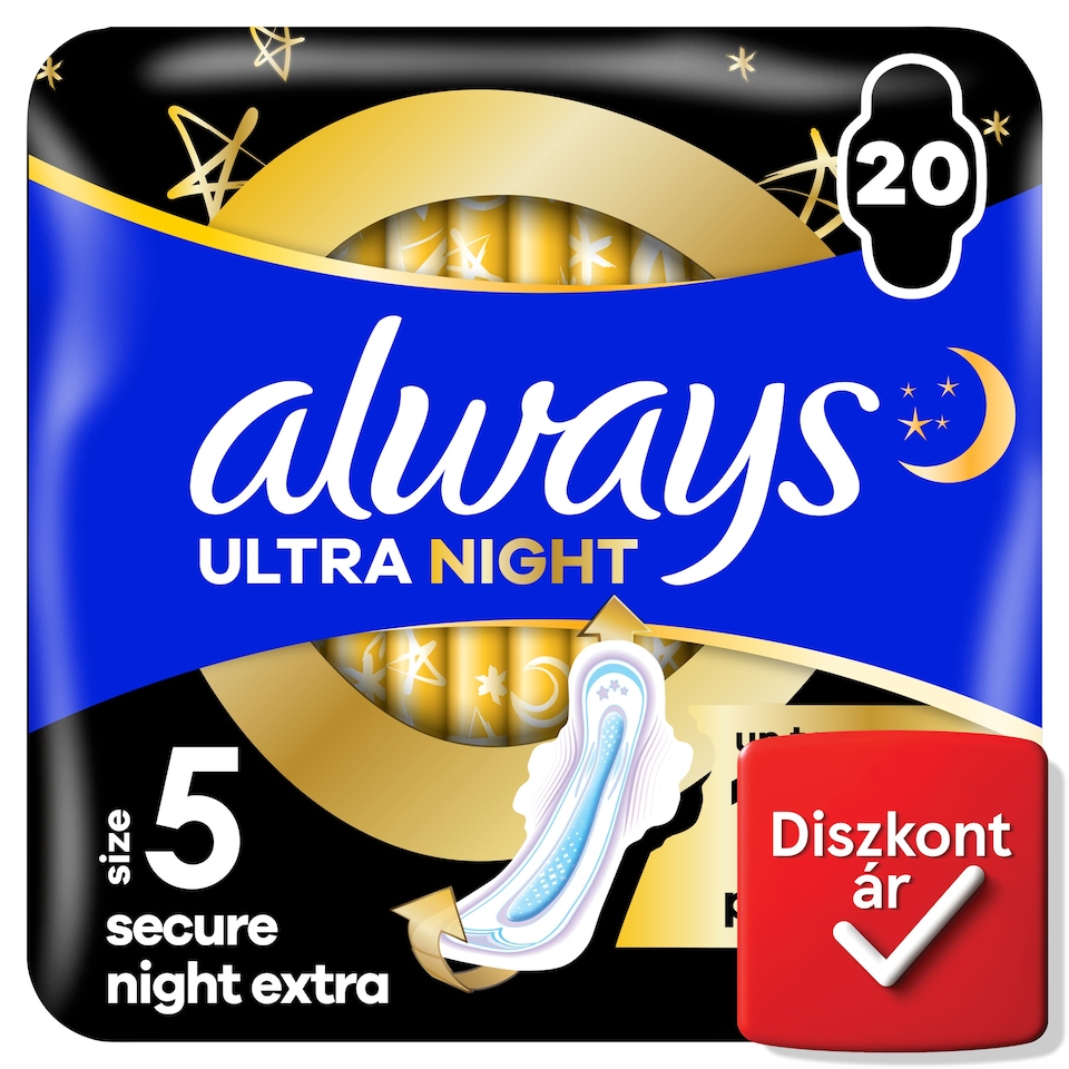 image 1 of Always Ultra Sanitary Towels Secure Night Extra (Size 5) Wings x 20 Pads