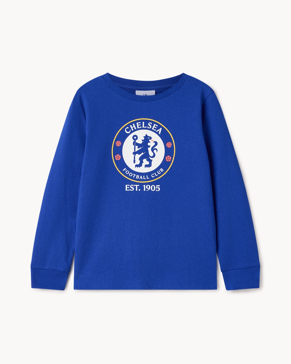 image 1 of Chelsea FC Pure Cotton Pyjama Set in Blue