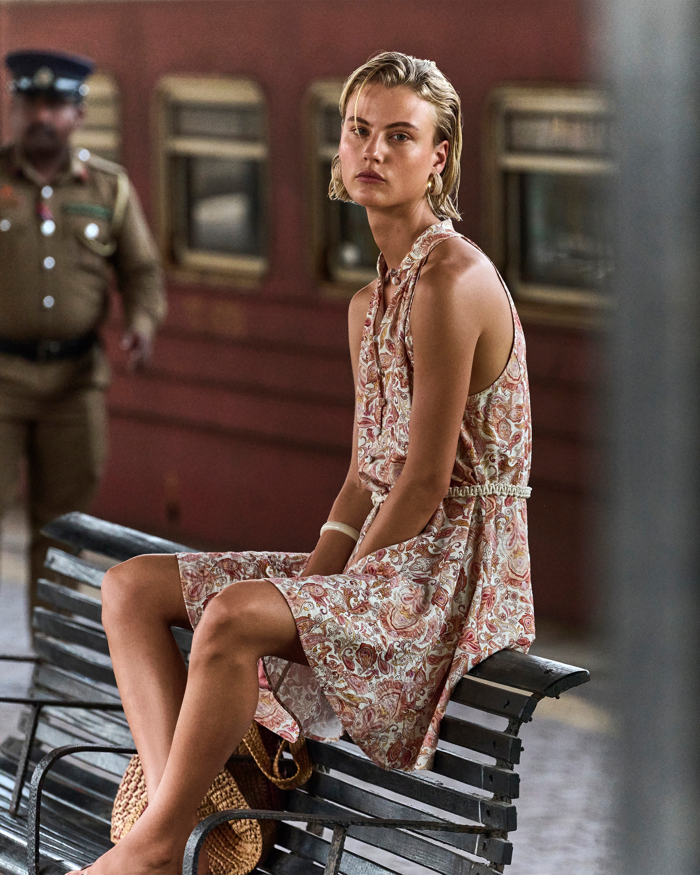 The F&F Edit Paisley Print Halter Neck Dress in Multi Pink