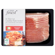 Tesco Finest 16 Thin Cut Canadian Maple Smoked Dry Cured Streaky Irish Rashers 240g