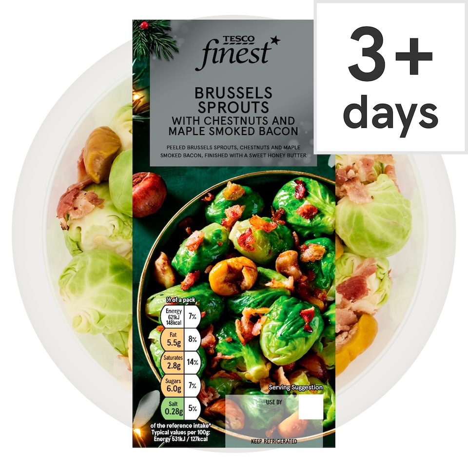 Tesco Finest Brussels Sprouts , Chestnut Smoked Bacon 260G