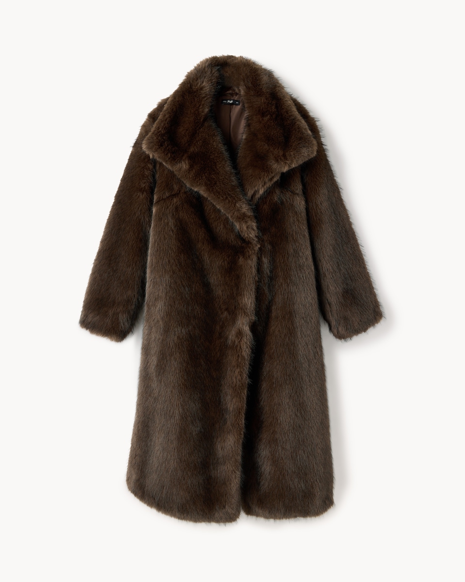 image 1 of F&F Faux Fur Coat in Brown
