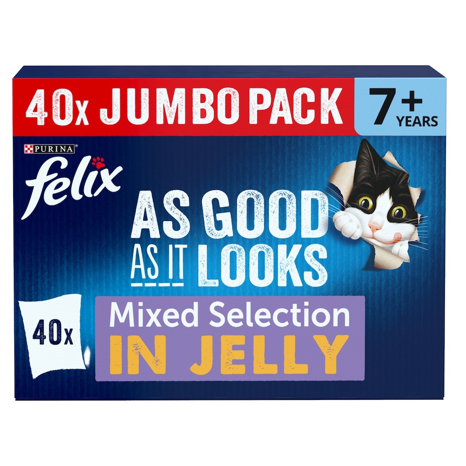 image 1 of Felix As Good As It Looks Senior 7+ Mixed in Jelly Wet Cat Food 40x85g 