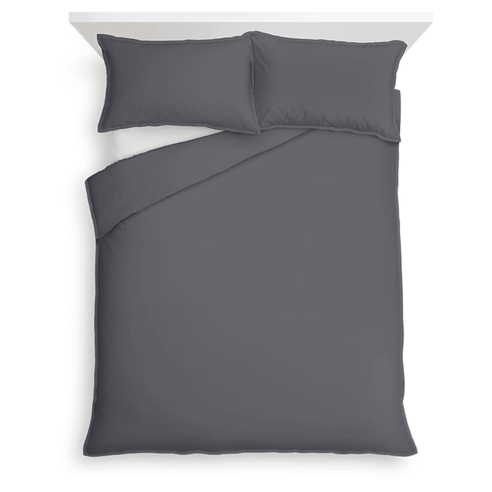 image 1 of F&F Home Bedding 100% Cotton Oxford Edge Duvet Set Grey Double