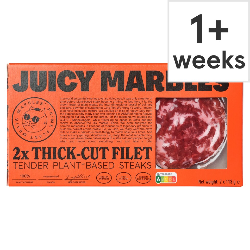 image 1 of Juicy Marbles 2 Thick-Cut Fillet Plant Based Steaks 226g