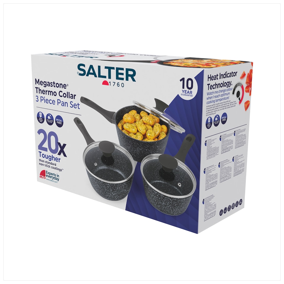 image 1 of Salter Megastone 3 Piece Cookware set 