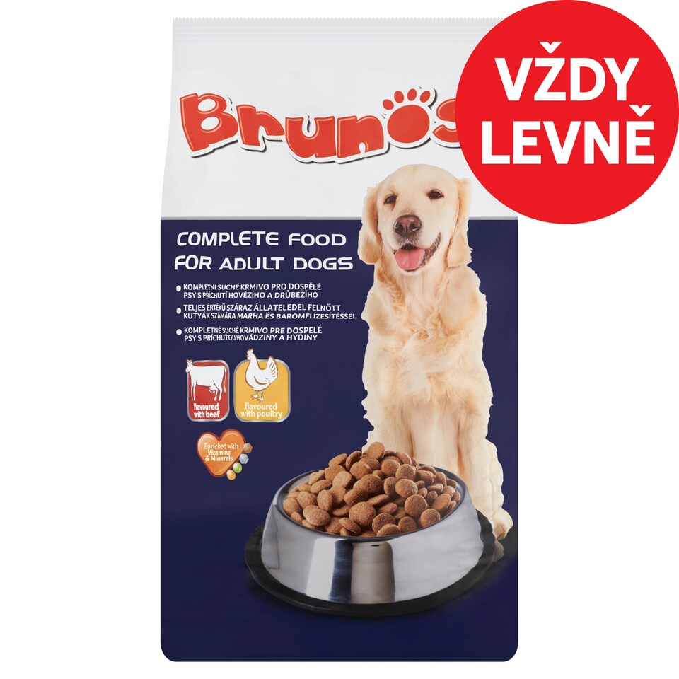 Brunos Complete Dry Food for Adult Dogs with Beef and Poultry Flavour 10kg