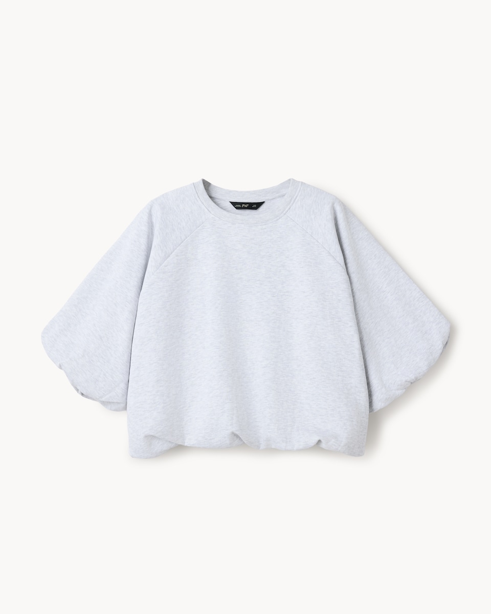 image 1 of F&F Cotton Rich Bubble Hem Co-ord T-Shirt in Grey Marl