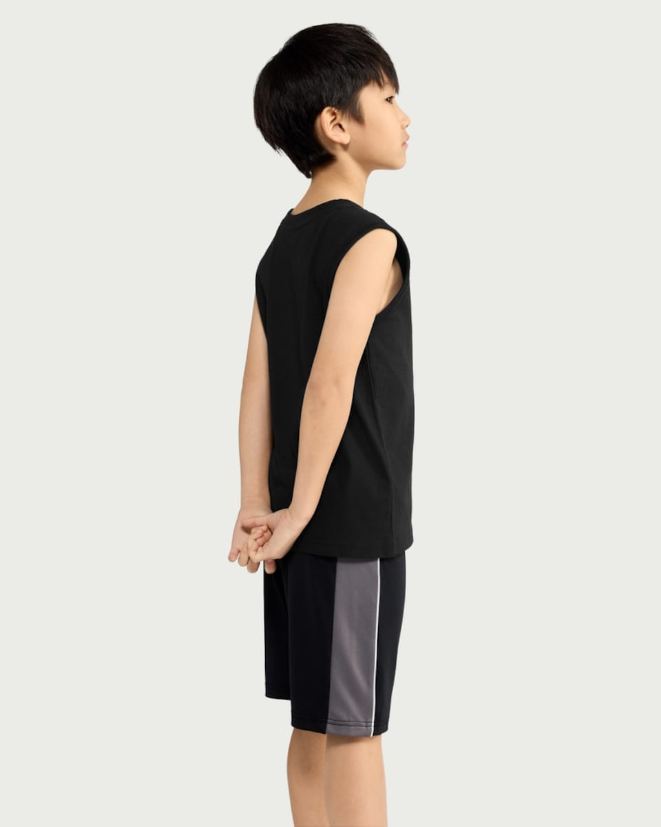 image 1 of F&F Boys Pure Cotton Oversized Fit Vest in Black