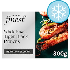 Tesco Finest Whole Raw Black Tiger Prawns 300G