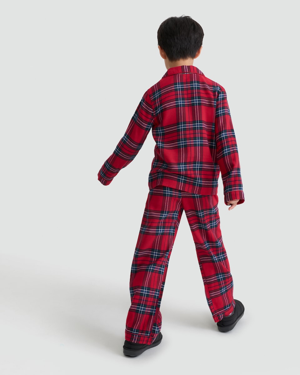 image 1 of F&F Check Woven Matching Family Button Through Pyjamas in Red