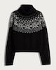 image 4 of F&F Knitted Fair Isle Pattern Roll Neck Jumper with Wool in Black