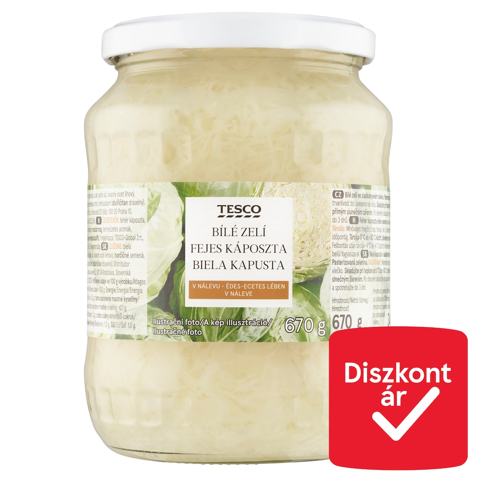 Tesco Cabbage in Sweet and Sour Liquid 670 g