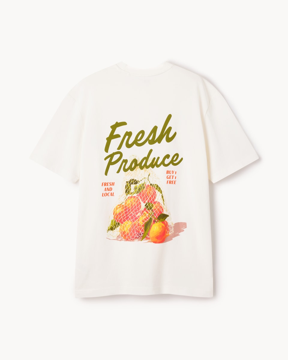 image 1 of F&F Pure Cotton Slogan T-Shirt in Ecru