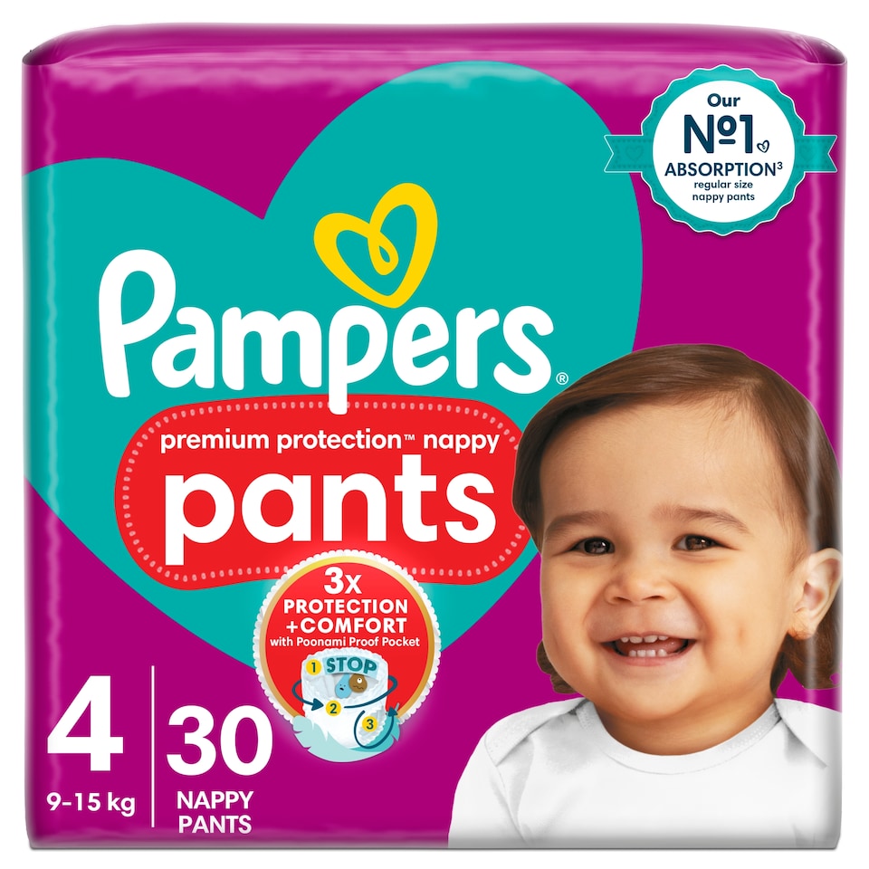 image 1 of Pampers Premium Protection Nappy Pants Size 4 30 Pack