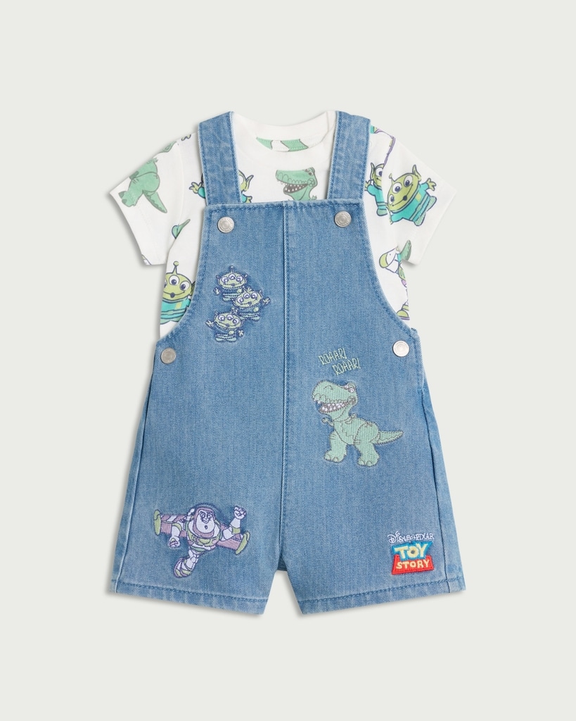 Disney Toy Story 2-Piece Pure Cotton Dungarees and Bodysuit Set in Blue