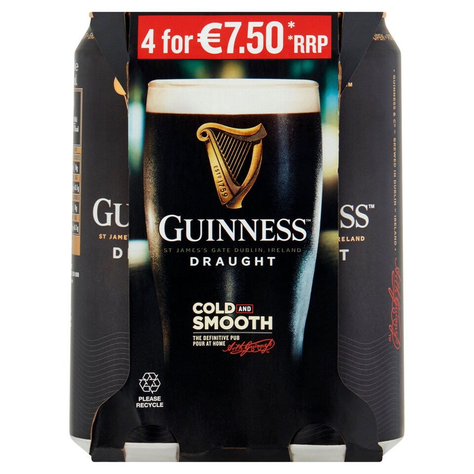 Guinness Draught Cold & Smooth 4 X 500Ml Price Marked