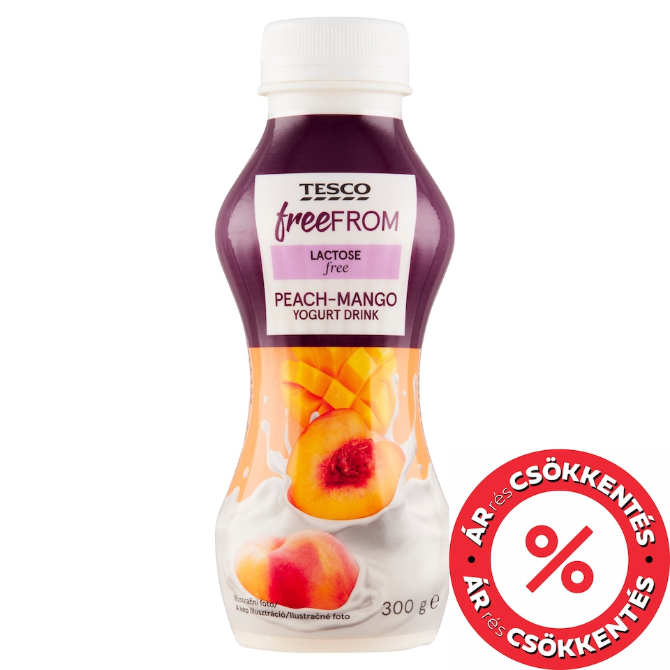 Tesco Free From zsírszegény laktózmentes őszibarack-mangó ízű joghurtital 300 g