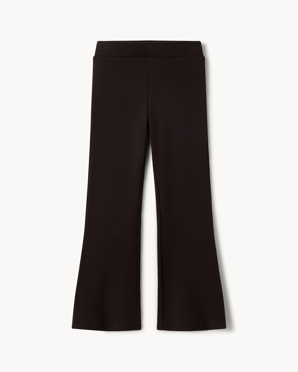 image 1 of F&F Girls Cotton Rich Ribbed Leggings in Brown