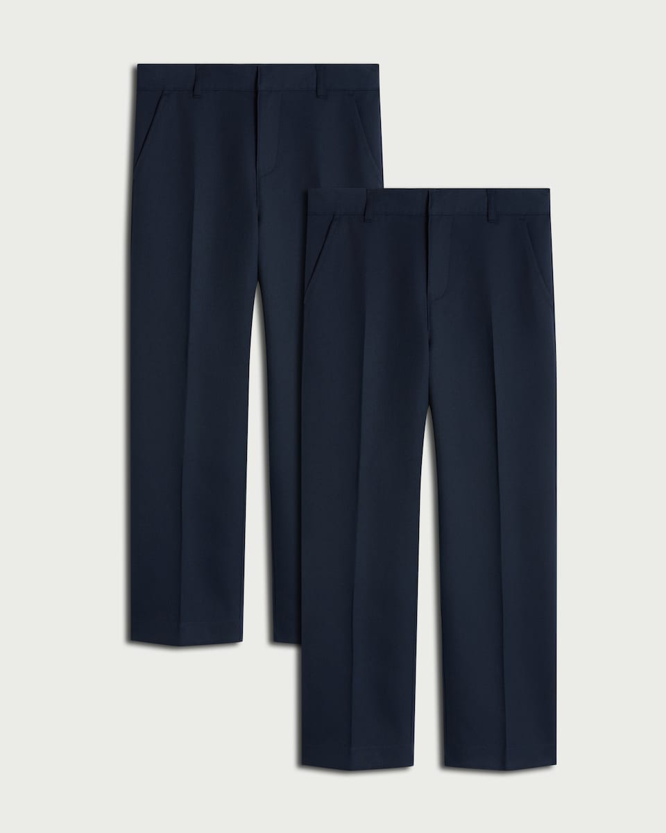 image 1 of F&F School Boys 2-Pack Regular Fit Trousers in Navy