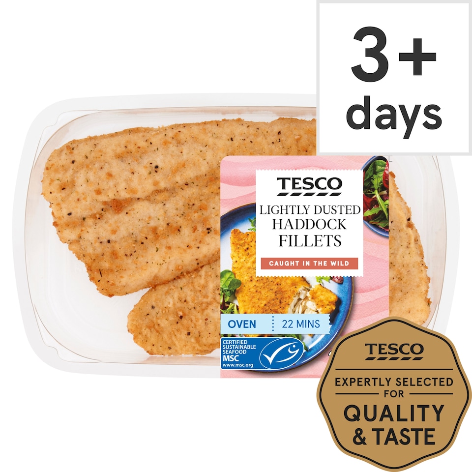 Tesco Lightly Dusted Haddock Fillets 255G