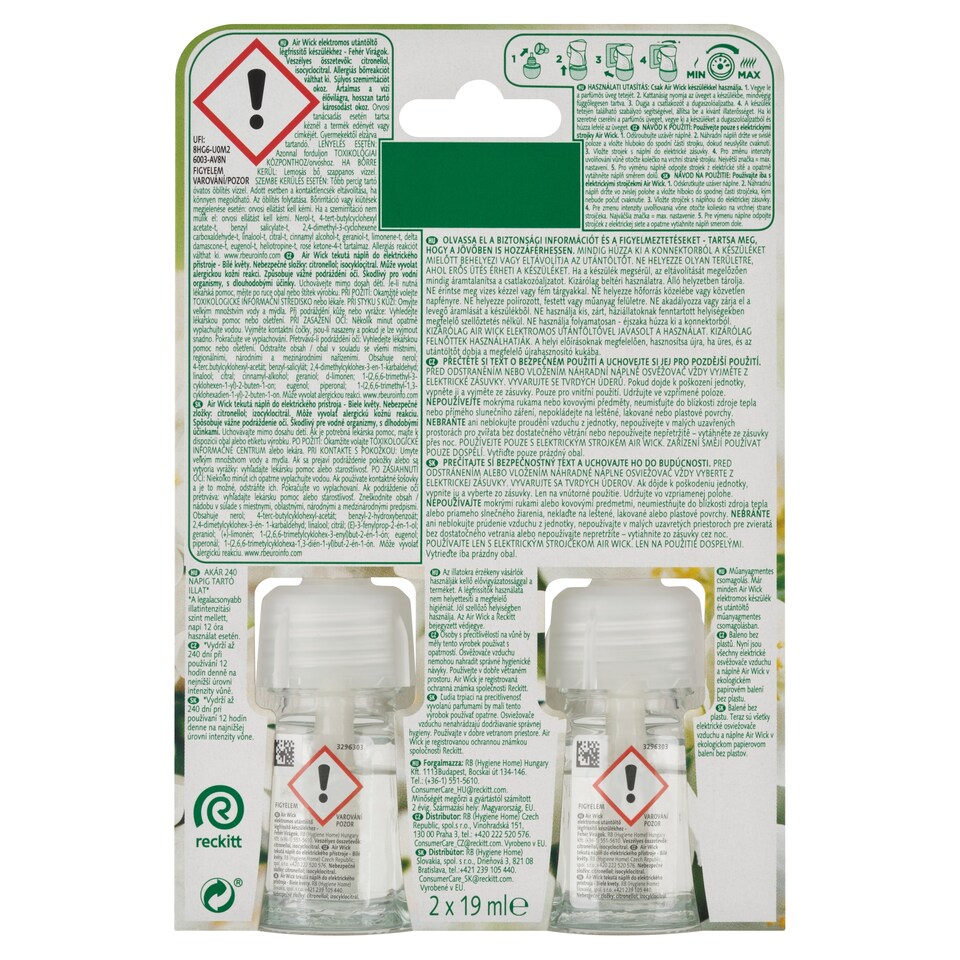 Obrázek 1 pro produkt Air Wick Essential Oils Tekutá náplň do elektrického přístroje bílé květy 2 x 19ml