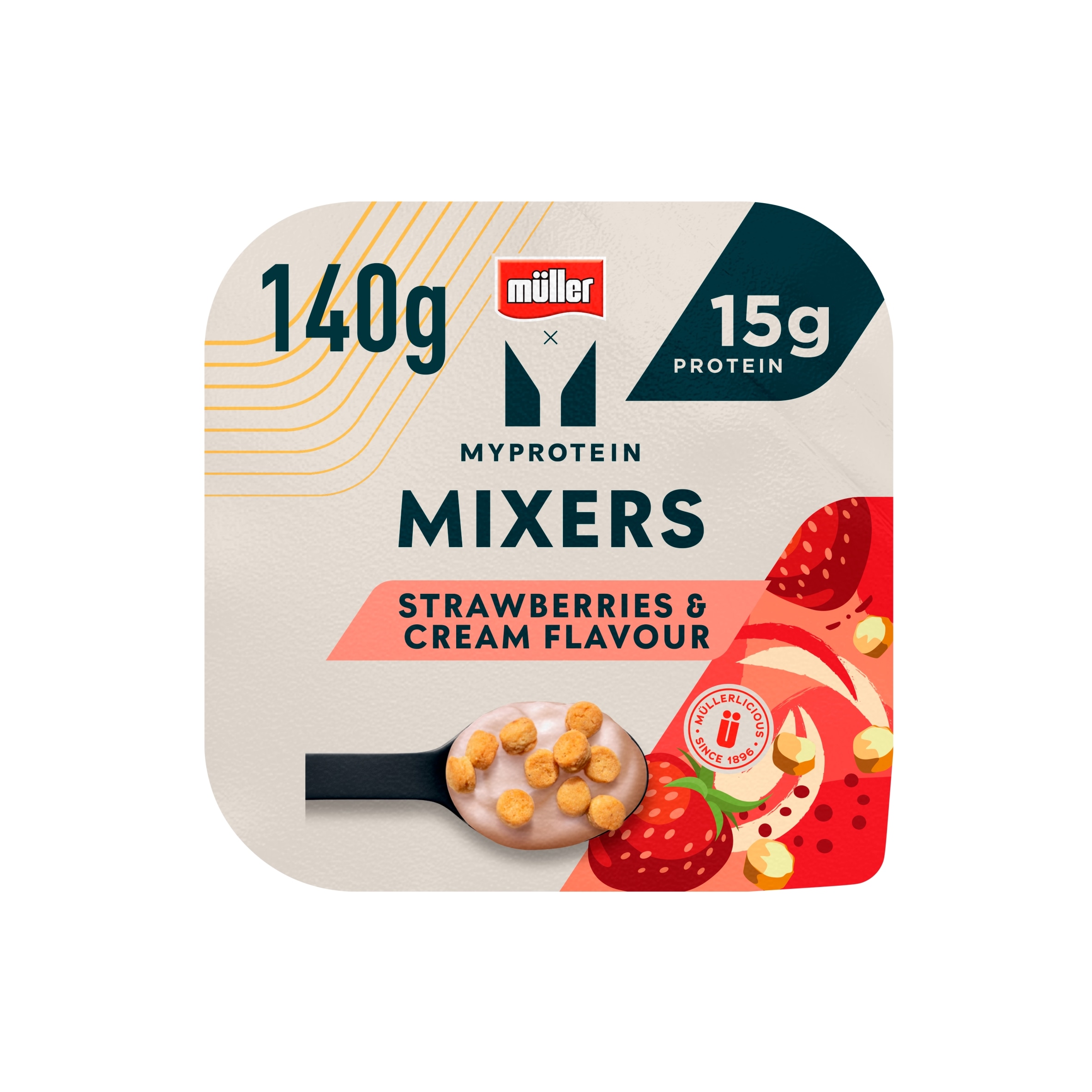 Muller X MYProtein Mixers Strawberries & Cream Protein Yogurt with Mini Cookies 140g
