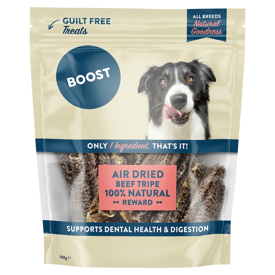Boost Natural Treating BEEF Tripe Strips Dog Treats 150g