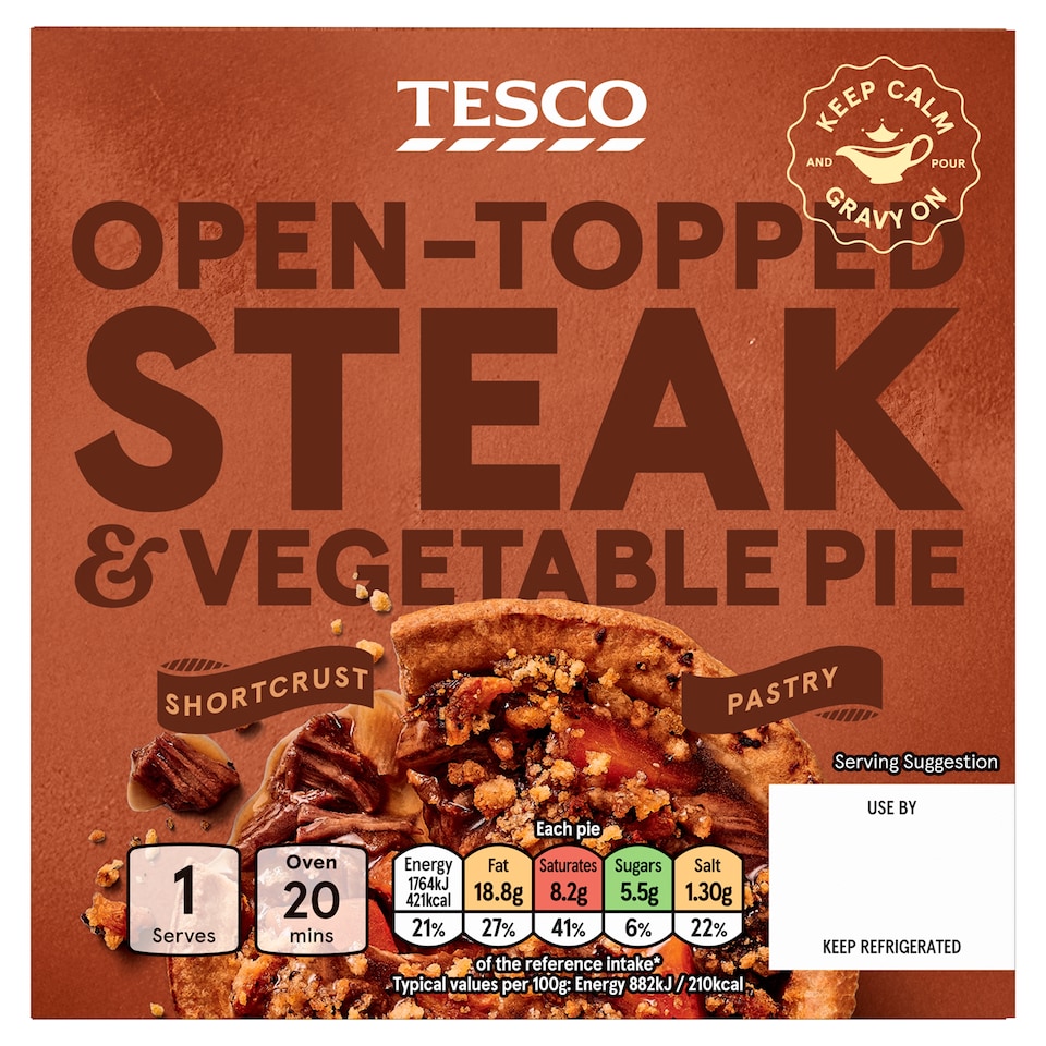Tesco Open Topped Steak & Vegetable Pie 200g