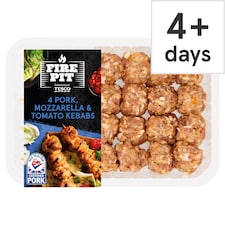 Tesco Fire Pit 4 Pork, Mozzarella & Tomato Kebabs 400G