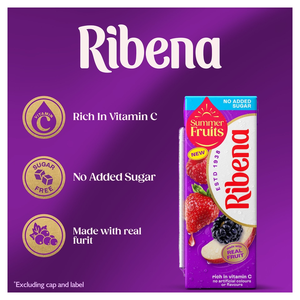 image 1 of Ribena Summer Fruits No Added Sugar Juice Drink 6x250ml