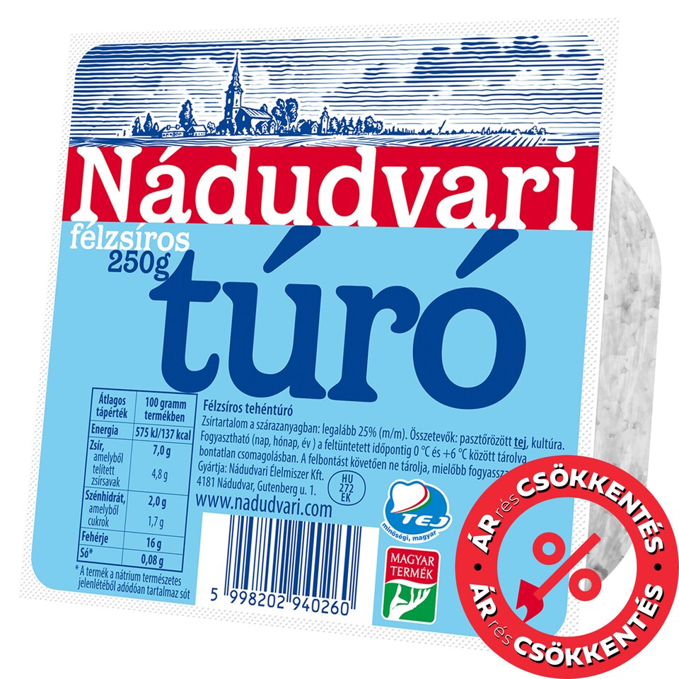 Nádudvari félzsíros túró 250 g