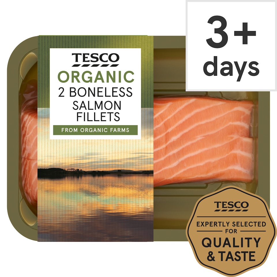 Tesco Organic 2 Boneless Salmon Fillets 265G