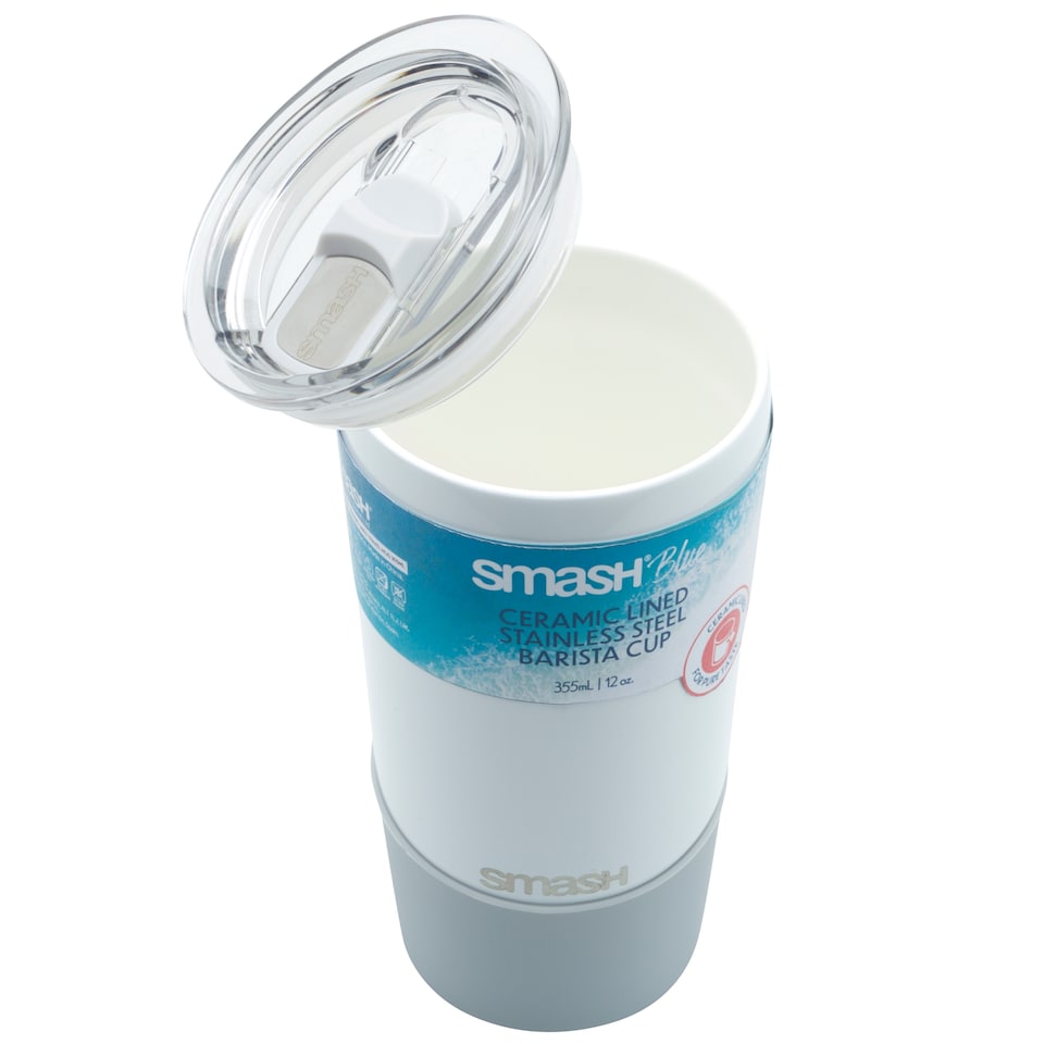 image 1 of Smash White/ Grey Stainless Steel Barista Cup 355ml