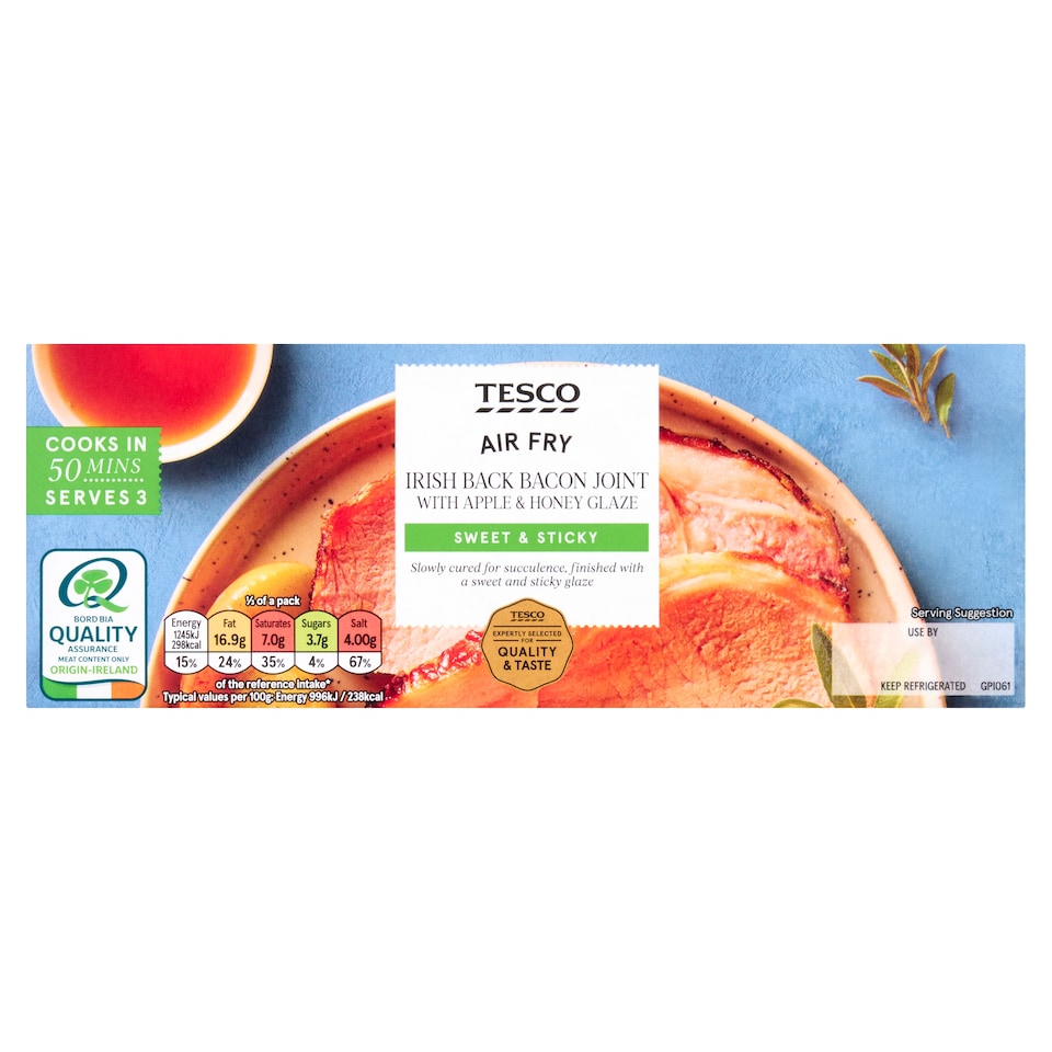 Tesco Irish Back Bacon Joint with Apple & Honey Glaze 570g