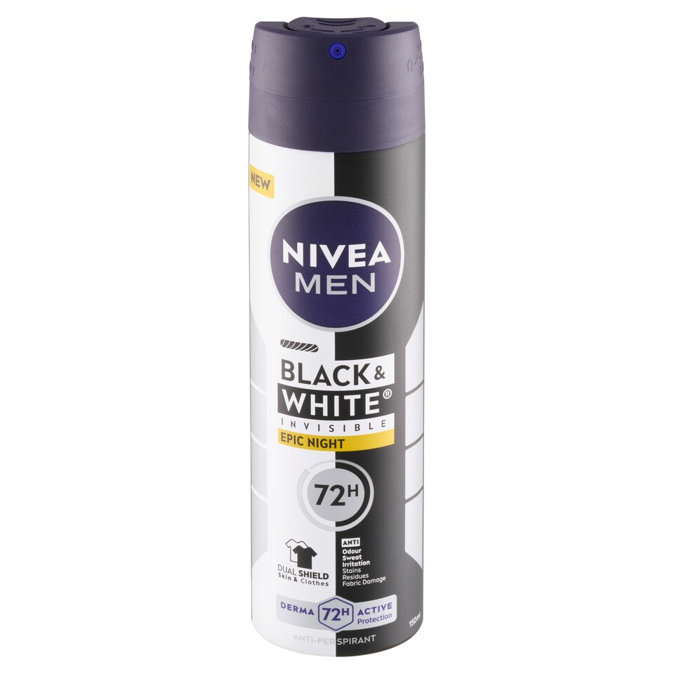 obrázok 1 z Nivea Men Black & White Invisible Epic Night Sprej antiperspirant 150 ml