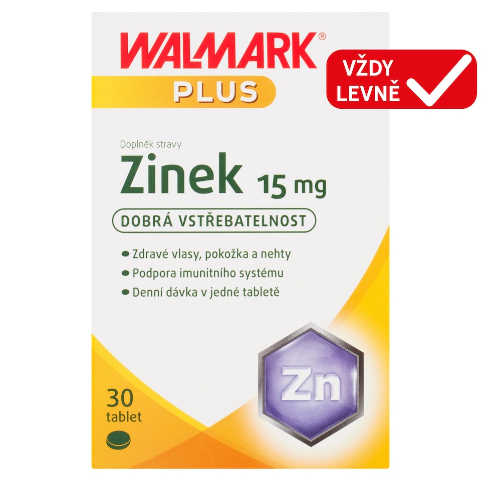 Obrázek 1 pro produkt Walmark Plus Zinek 15 mg doplněk stravy 30 tablet 9,0g