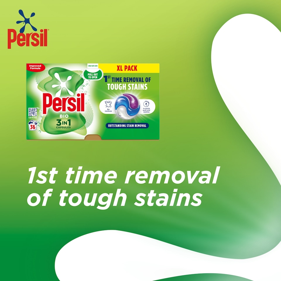 image 1 of Persil Bio 3 in 1 Laundry Washing Detergent Capsules 36 Washes 759.6g