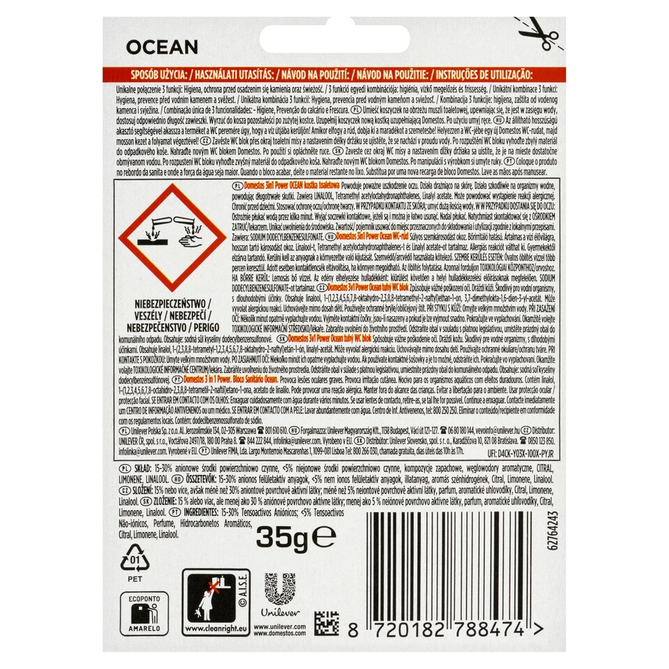 image 1 of Domestos WC blok 3v1 Ocean 35g