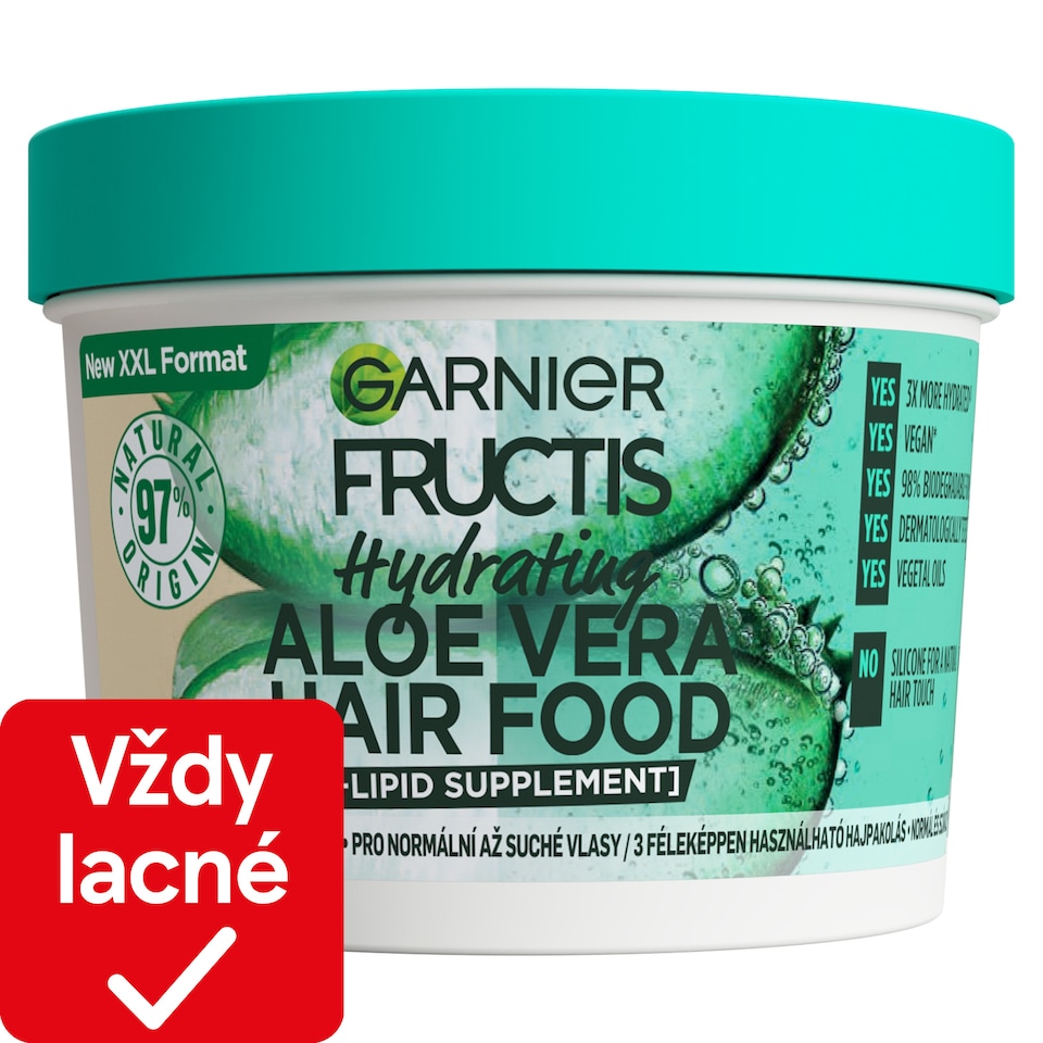 Garnier Fructis Hair Food Hydratačná Aloe Vera maska na normálne až suché vlasy, 400 ml