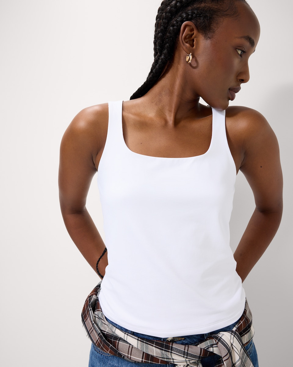 image 1 of F&F Polyamide Square Neck Vest in White