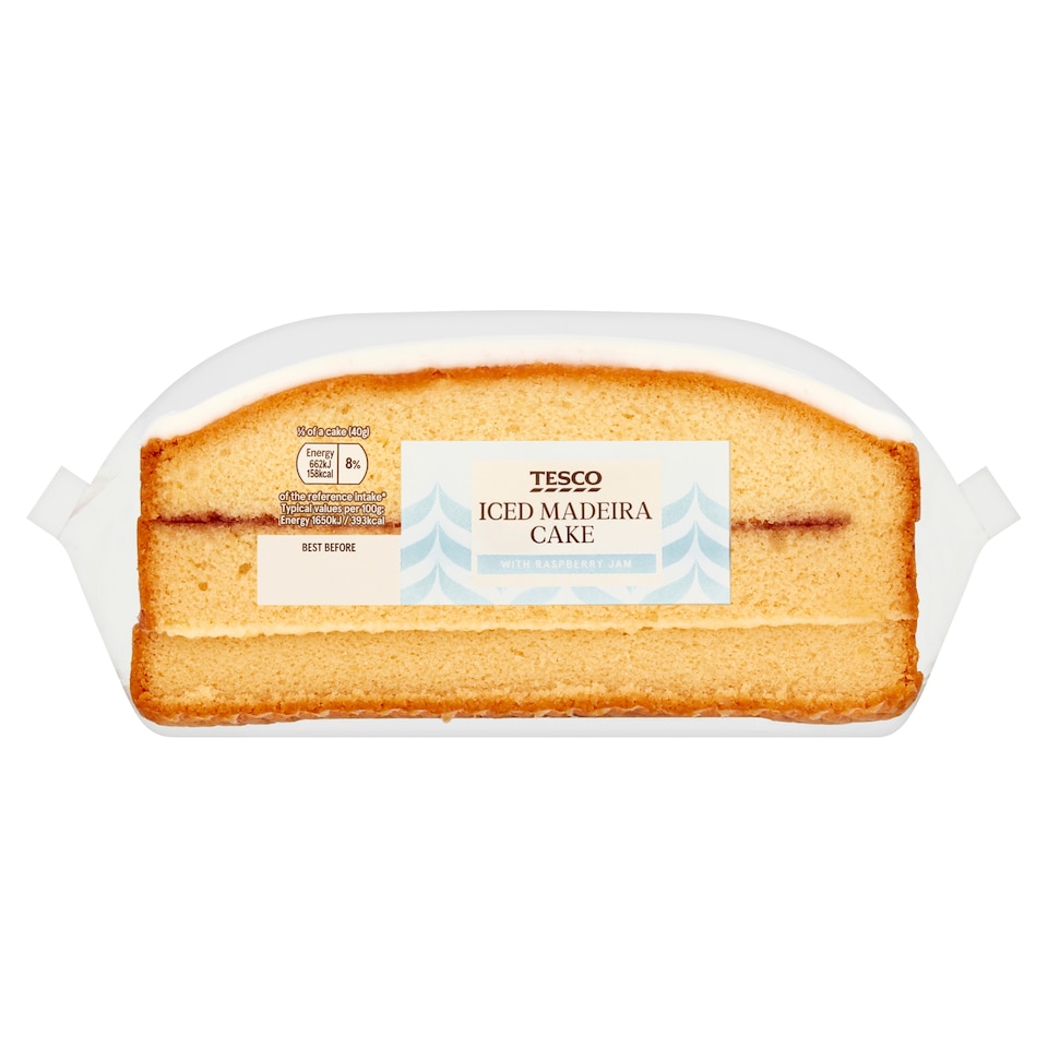 Tesco Iced Madeira Cake with Vanilla and Raspberry