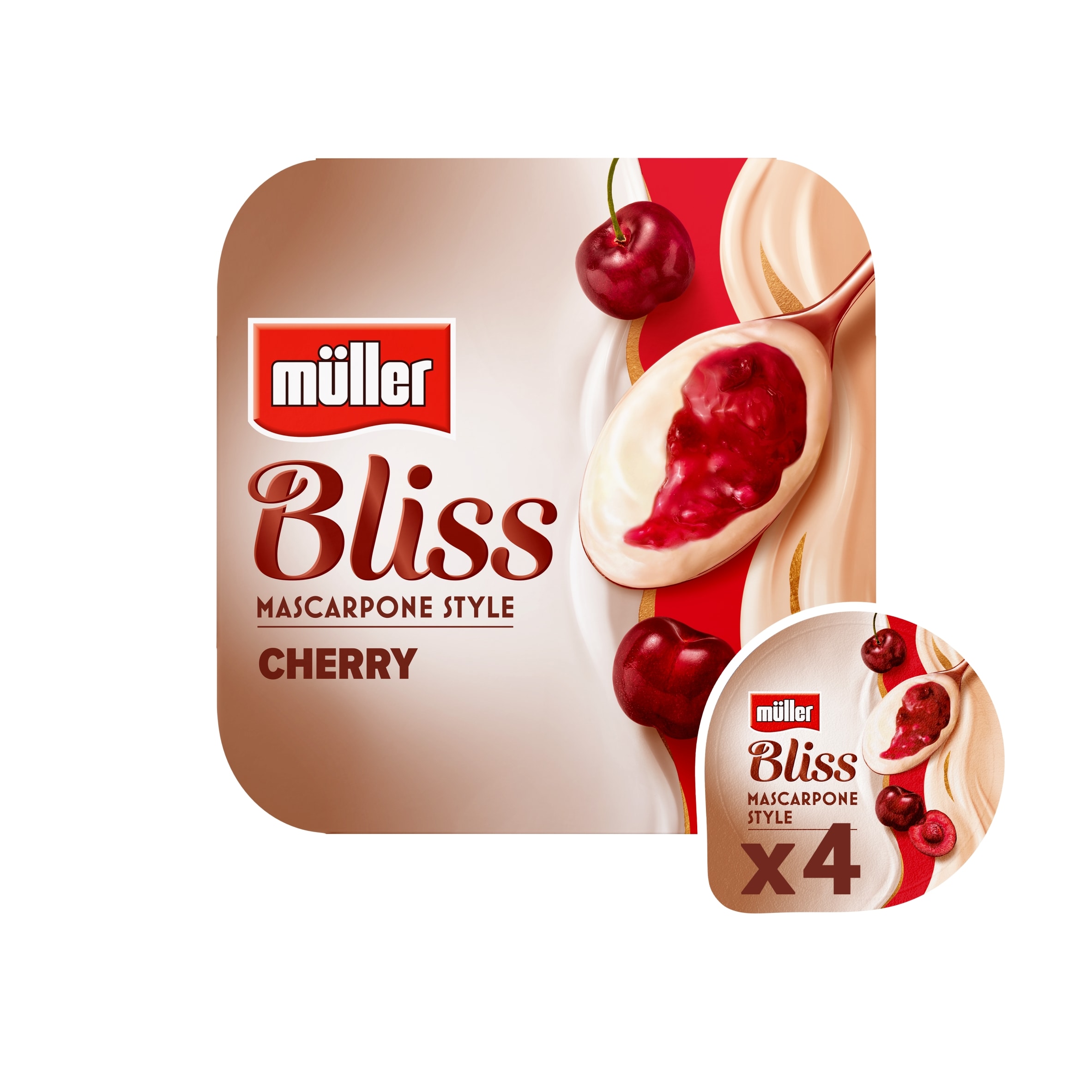 Muller Bliss Mascarpone Cherry Yogurts 4 x 110g