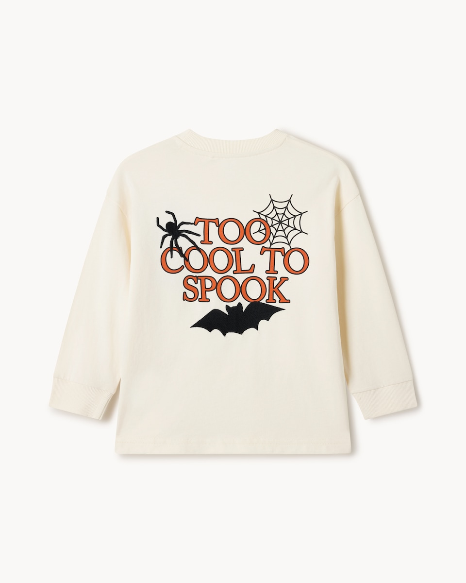 image 1 of F&F Boys Pure Cotton Spooky Season Top in Cream