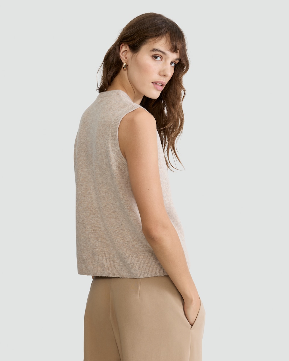 image 1 of F&F Knitted Button Up Waistcoat with Wool in Neutral