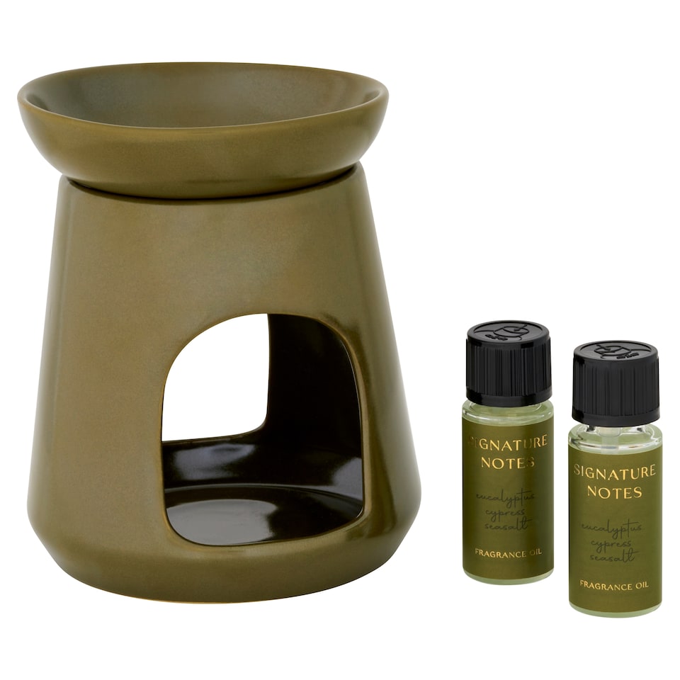 image 1 of F&F Home Signature Notes Oil Burner Eucalyptus Gift Set