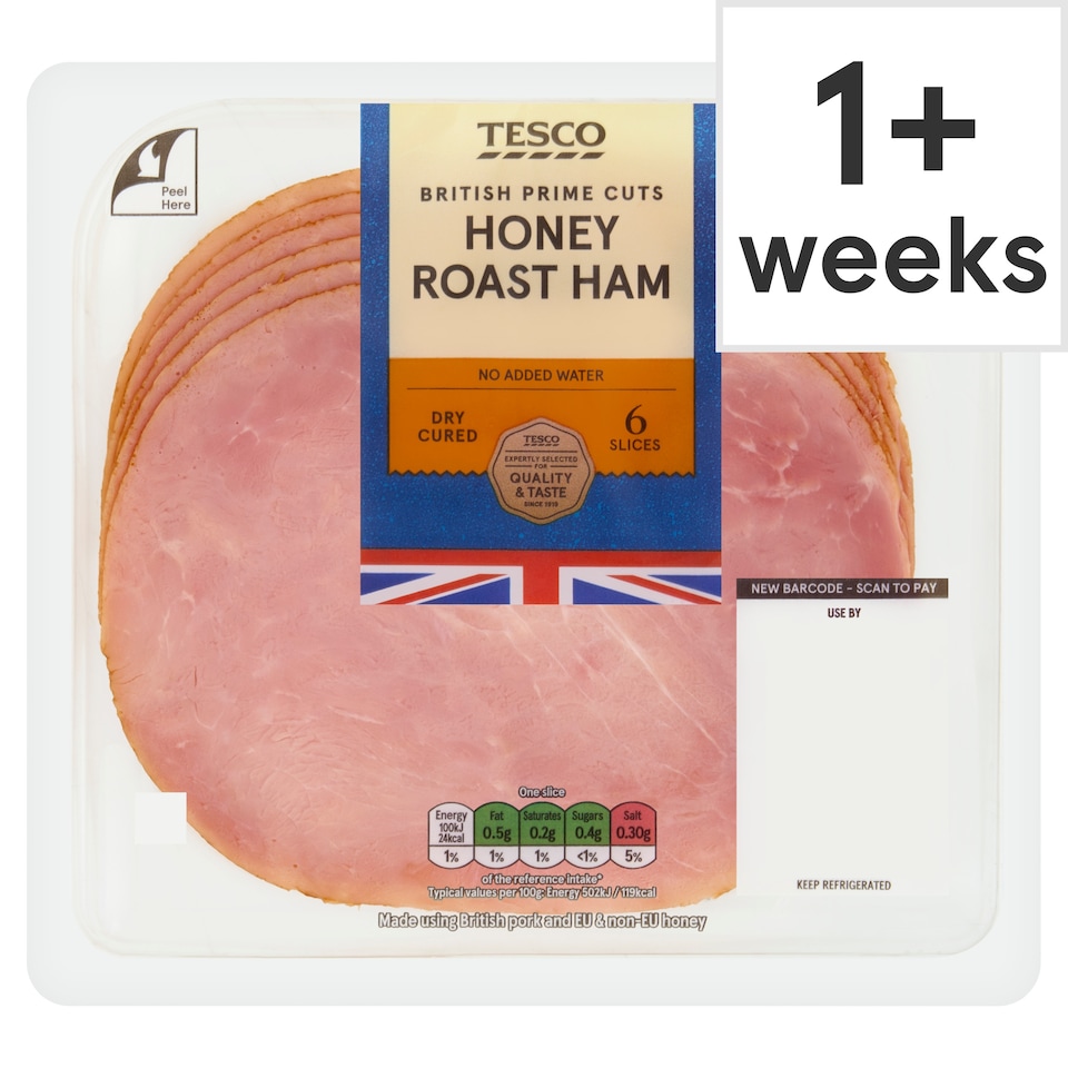 Tesco Prime Cuts Honey Roast Ham 6 Slices 120g